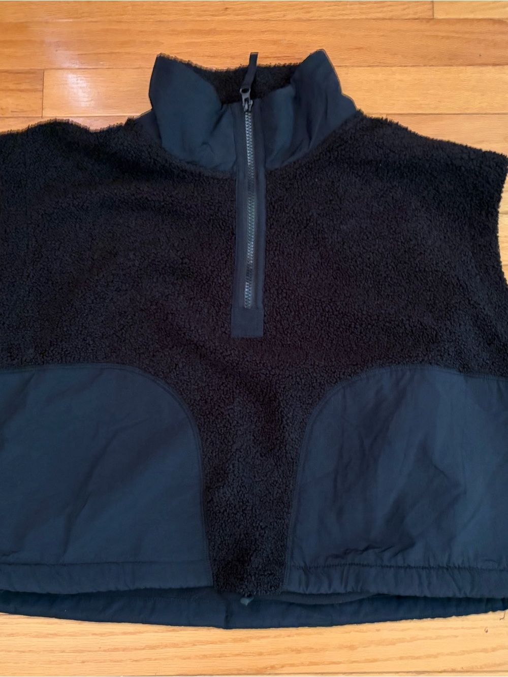 Black Sherpa Half-Zip Vest - Women